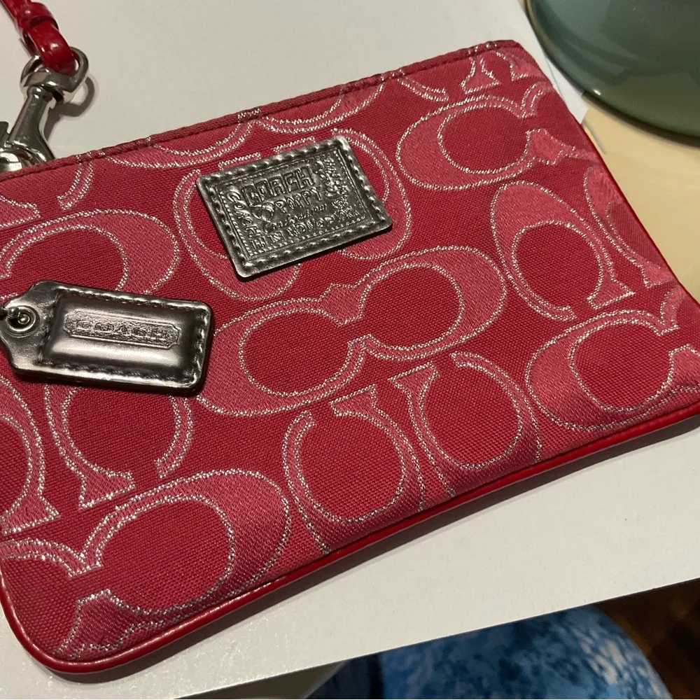 Coach Poppy Ruby Red and Silver Wristlet. - Picture 8 of 12